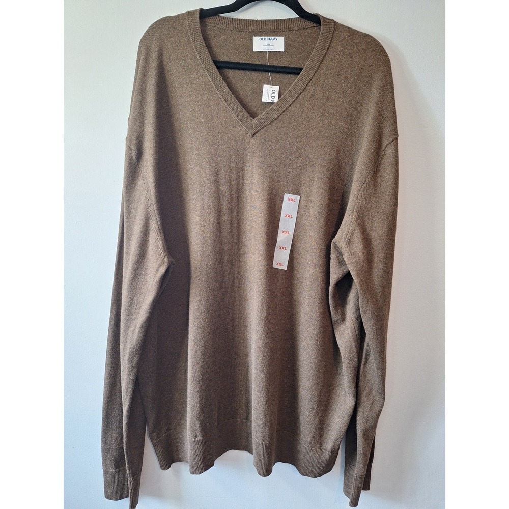 Old Navy Vneck Lightweight Sweater Mens XXL Brown Fall Classic Preppy Collegiate